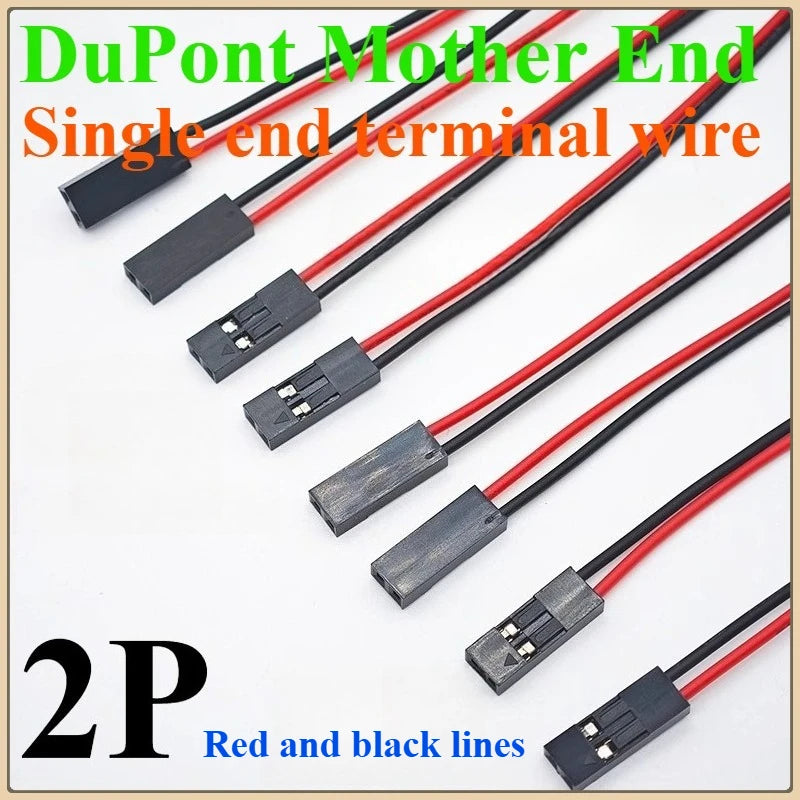 10/20pcs 2pin Dupont Cable 2P 2 Pin Female Jumper Connector Wire 2.54mm Pitch Length 10CM 20CM 30CM Single Head For 3D Printer