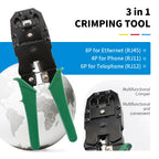 RJ45 Crimping Tool for Cat5 Cat5e Cable with Wire Stripper Cutter Network LAN Crimper Pliers RJ12 RJ11 Multifunctional Hand Tool
