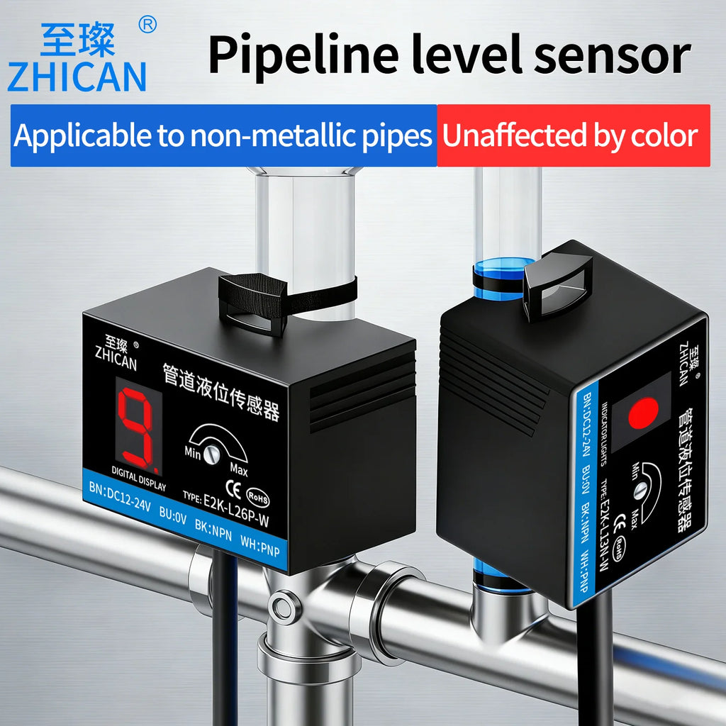 ZHICAN E2K Non Contact Capacitive Liquid Level Sensor Pipe Water Tank Full Empty Detection Alarm Switch