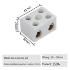 1 In 1 Out Ceramic Wiring Terminal Block 2 In 2 Out High-temperature Resistant Ceramic Terminal Post 250V Copper