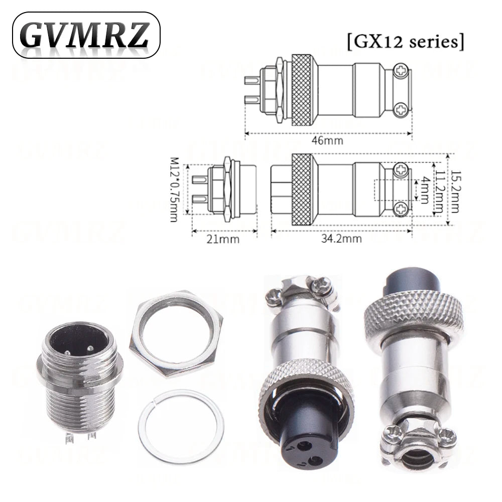 GX12 2 3 4 5 6 Pin Docking Aviation Plug Socket Waterproof Circular Connector