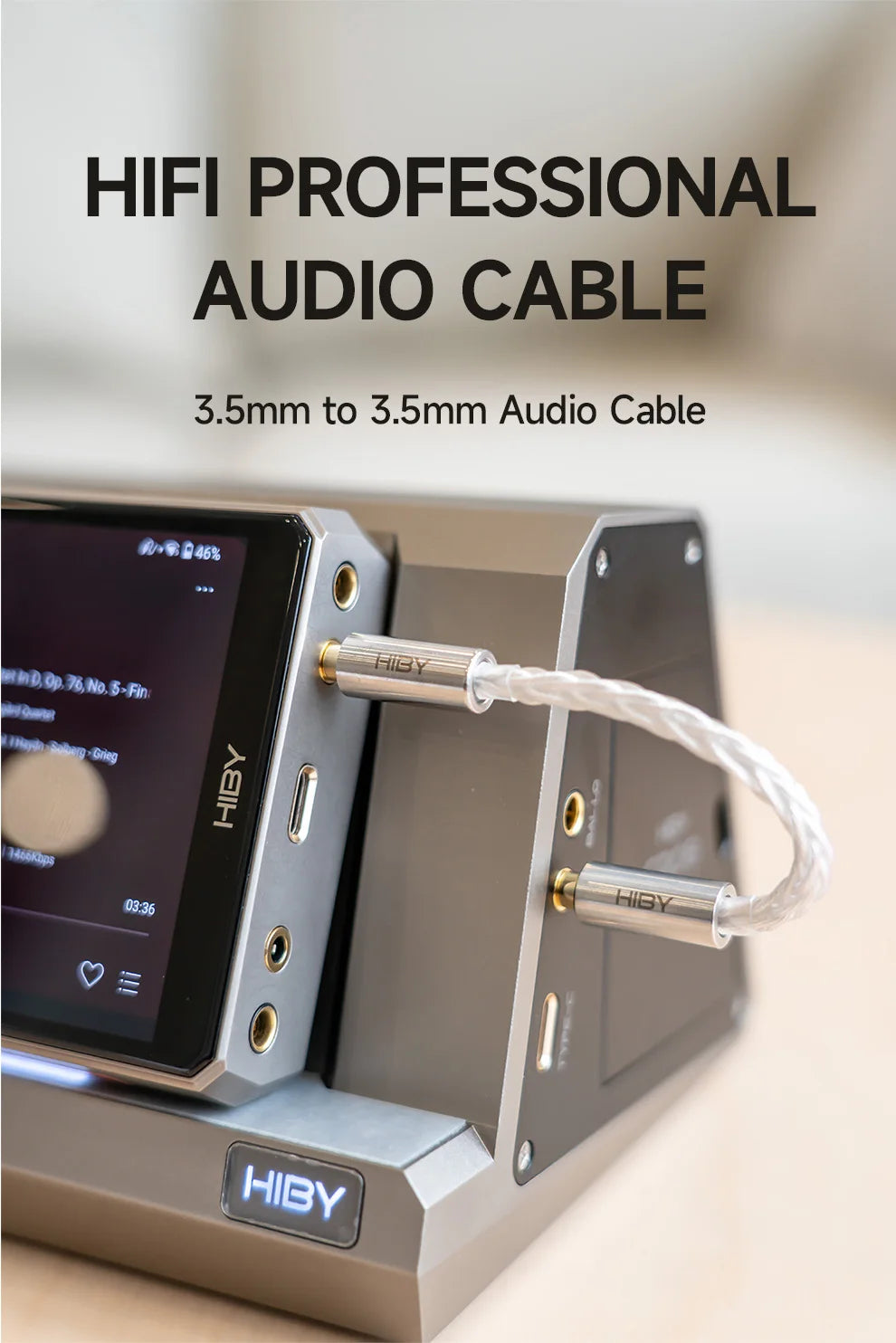 HiBy AUX HiFi Audio Cable Male Gold-plated Copper Jack 3.5mm / 4.4mm for R2 R3 R5 R6 R8 MP3 Music Player Dock Car Speaker