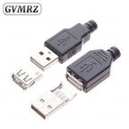 10PCS Type A Male Female USB 4 Pin Plug Socket Connector With Black Plastic Cover Type-A DIY Kits