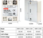 LCTC 1pcs Solid State Relay Single Phase Non-contact SSR DC To DC AC To AC DC To AC 24-380VAC 10A 25A 40A 50A 60A 80A 100A