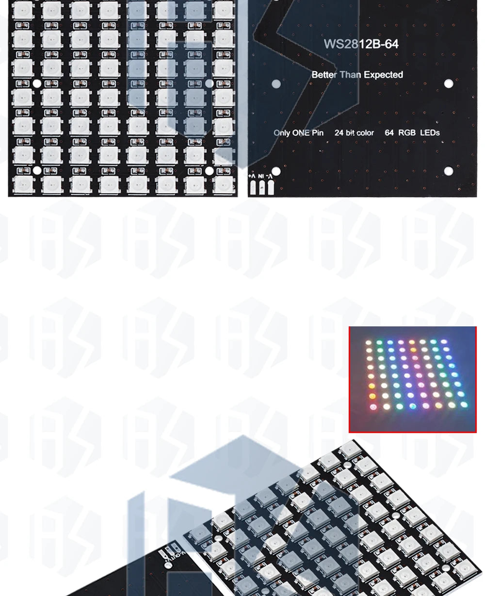 ‌WS2812 8x8 RGB LED Matrix – 64 Programmable 5050 Addressable LEDs with Arduino/Raspberry Pi