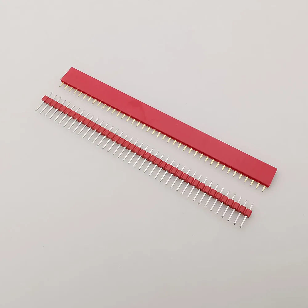10Pair Single Row Pin Female Header Socket Pitch 2.54mm 40 Pins Connector 1x40P DIP Male Plug Header PCB Board Strip for Arduino
