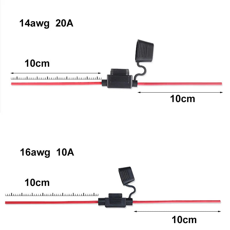 Waterproof Mini Small Medium Auto Fuse Holder 16/14/12/10AWG Car Blade Fuse wire cable 10A 20A 30A 50A fuse Power Socket