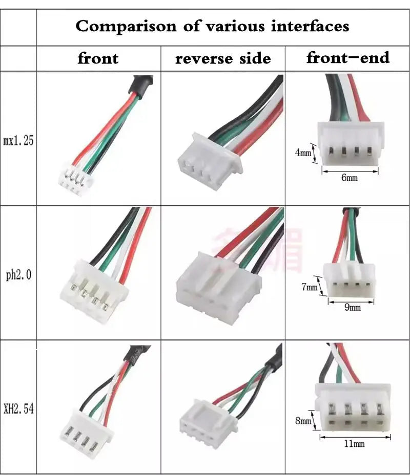 USB 2.0 to PH2.0/XH2.54/mx1.25 Data Cable, 4-Pin PH2.0 Pin to USB 2.0 Connection Cable, Small Motherboard USB Pin
