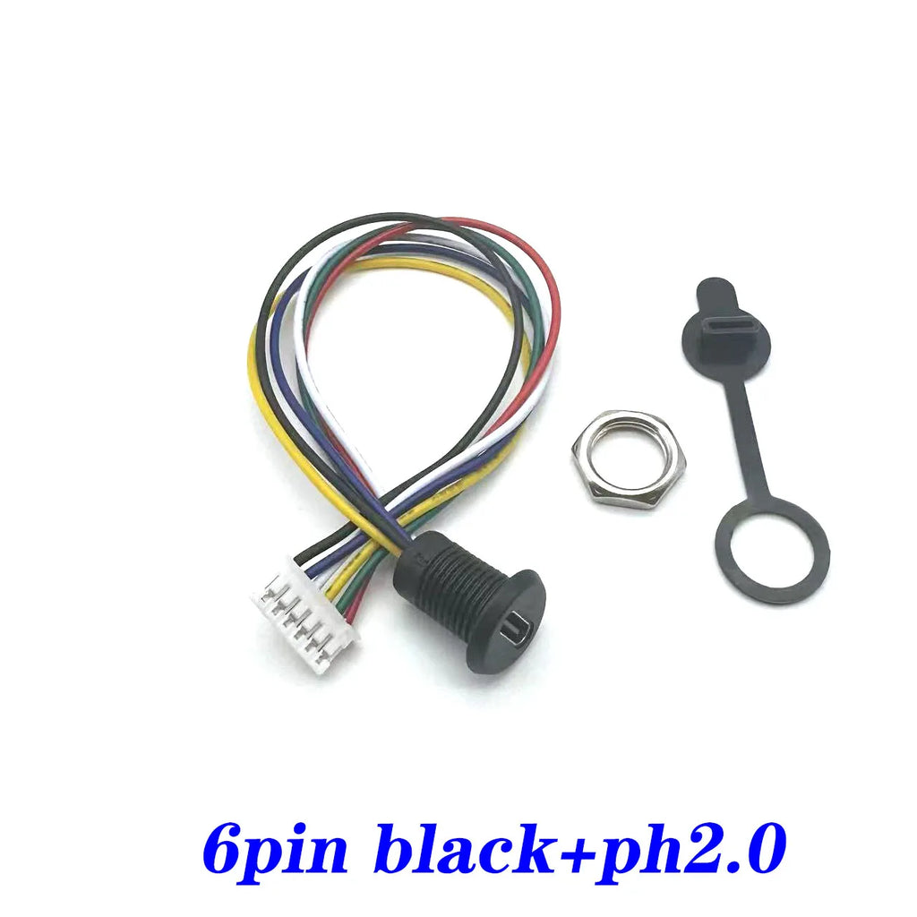 USB 2P/4P/5P/6P Connector Type-C Waterproof with PH 2.0 Nut Locking Plate Female Waterproof High Current Fast Charging Jack Port