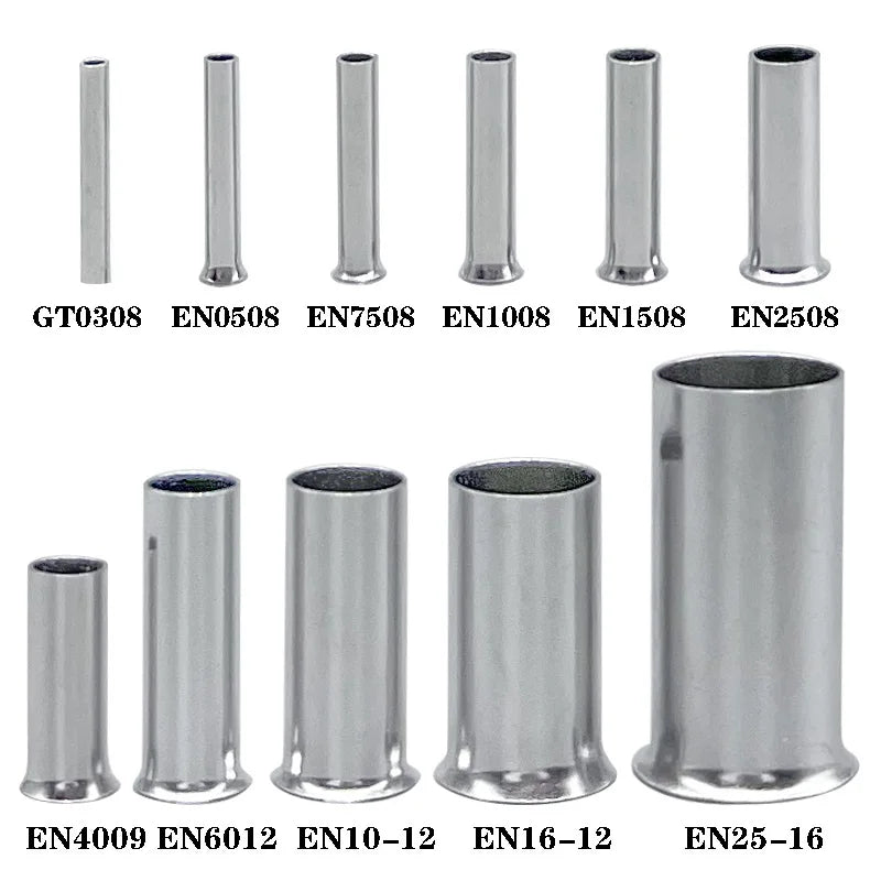 Pure Copper Non-Insulated Cord End Terminals Kit EN0508 EN1008 EN4009 Naked Wire Ferrules Crimp Terminals Wire Connector