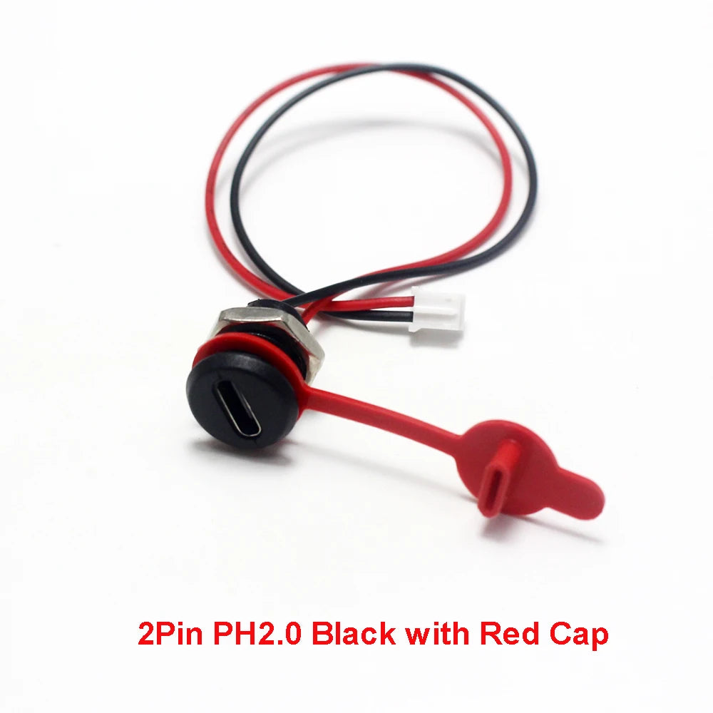 1PCS 2/4/5Pin USB-C Connector Type-C Waterproof with PH 2.0 Nut Locking Panel Mounting TPC Waterproof Fast Charging Jack Port