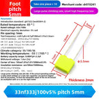 10PCS 100V Correction Capacitor Polypropylene Safety Plastic Film 100V 1nF ~ 470nF 100nf 220nf 10nf 47nf 22nf 1nf 0.47uf 0.1uf