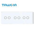 TAWOIA 1/2/3 Gang Touch Switch Double Light Switch Triple Sensor Switch 1Way EU Standard Glass Panel Blue backlight White Series