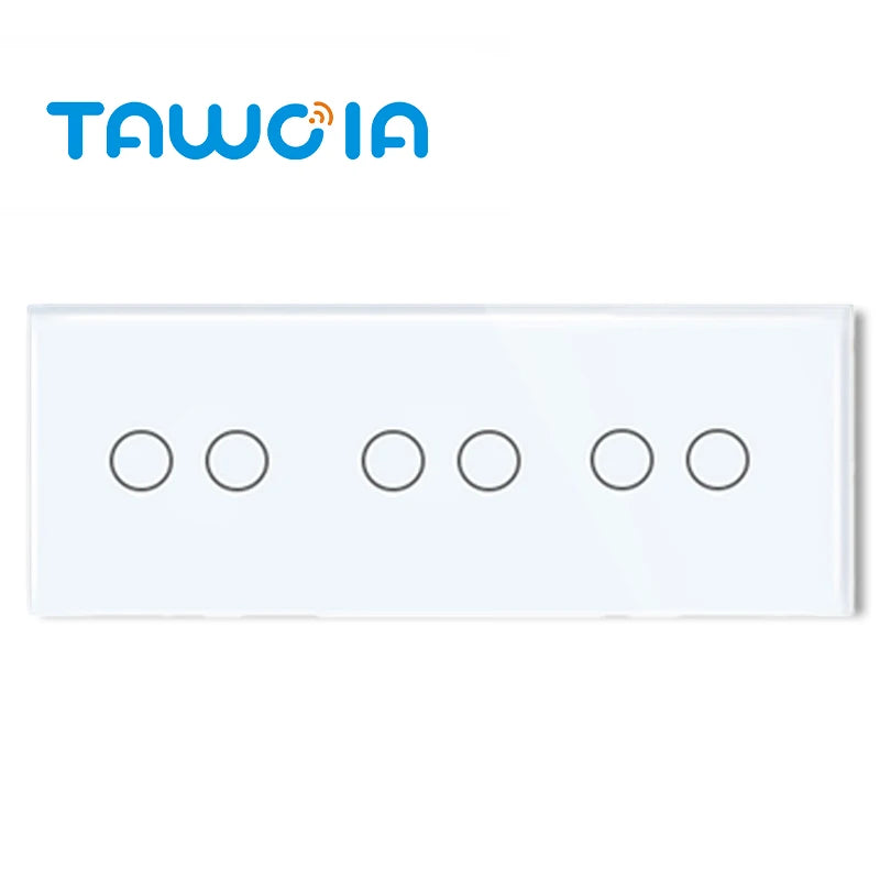 TAWOIA 1/2/3 Gang Touch Switch Double Light Switch Triple Sensor Switch 1Way EU Standard Glass Panel Blue backlight White Series