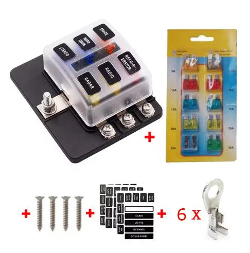 Universal Car 6 Way 8 Way Blade Fuse Terminal Block Auto Track Fuse Holder Box Wiring Power Connector Switch With Light 12V 24V