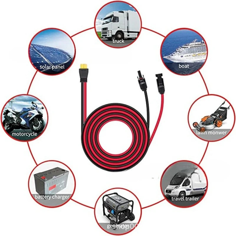 12AWG Solar Rubber-coated XT60 Female Connector To M-C-four  Energy Storage Power Charging Cable XT60 Solar Panel Cable