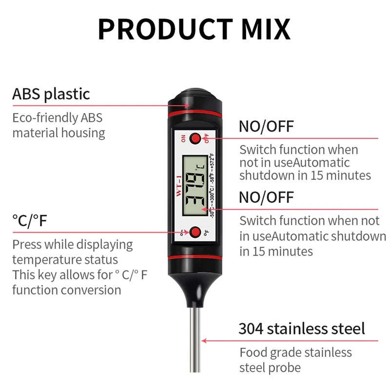 Meat Probe Thermometer Kitchen Food Digital Thermometer Cooking Electronic Temperature Heat Gauge Milk Barbecue Meat Thermometer