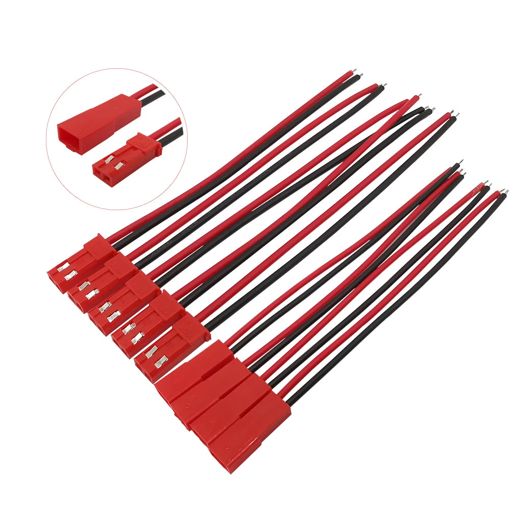 1/2/5/10Pairs JST 2 Pin Male Female Plug Jack Cable Wire Connector 22 AWG 10cm 20cm for LED Lamp Strip RC Toys Battery