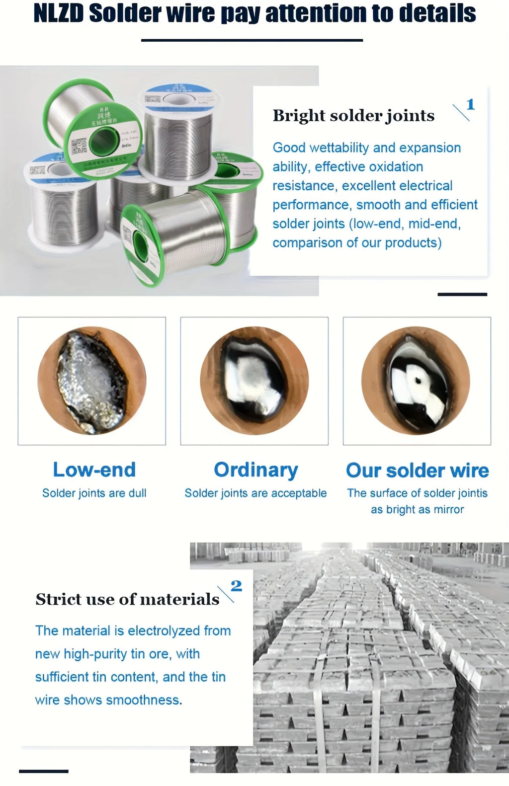 50/1.76oz, Premium 60/40 solder wire, containing 1.5-2.0% rosin core flux, suitable for electronic product maintenance
