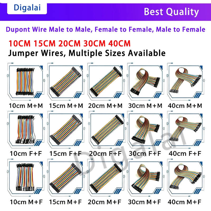 Dupont Wire Jumper Cable M+M F+F M+F 10CM 15CM 20CM 30CM 40CM Breadboard Connecting Wire For Arduino DIY Project