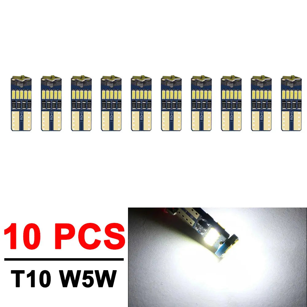 2/4/10/50 PCS T10 W5W LED Bulb CANBUS 12V 4014-15SMD 6500K White Car Interior Dome Door Courtesy  Glove Box License Plate Lights