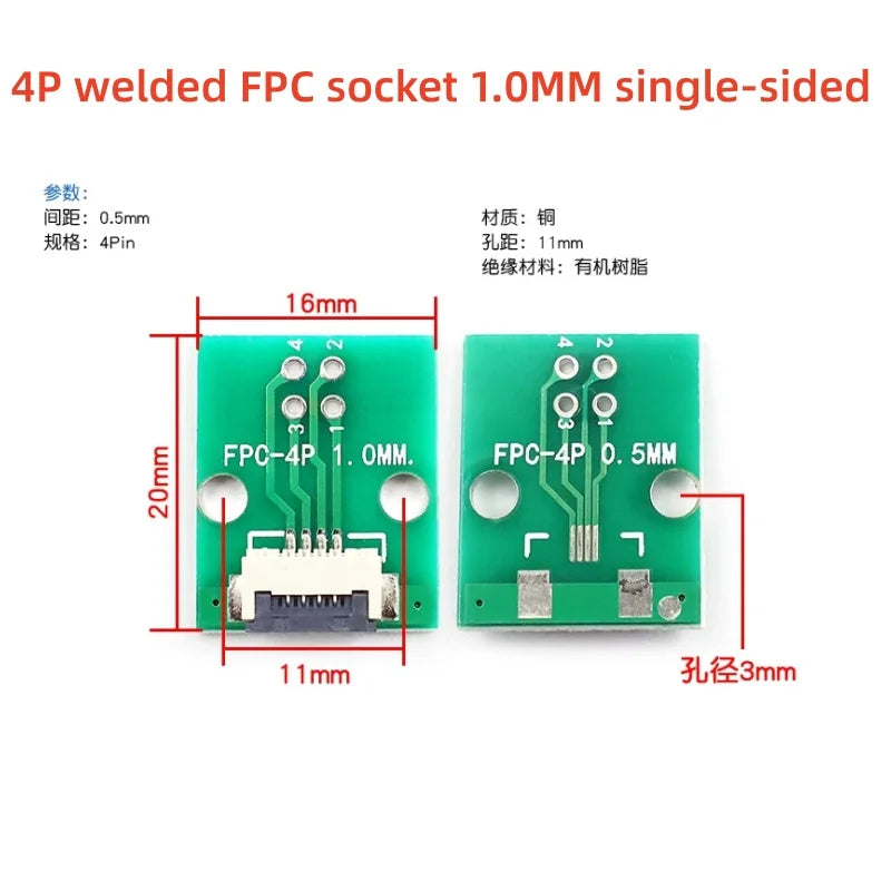 5pcs FPC 1.0MM Pitch Conversion Board DIY PCB Board 4P~30P 4 5 6 8 10 20 24 26 30 P Connector For Cable Transfer