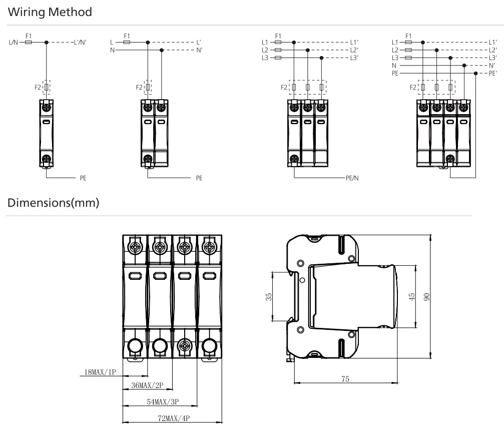 ONCCY 50KA AC SPD ,T1+T2 Class, 2P Surge Protector,AC 275V 230V 220V Din Rail House Surge Protector，Remote Signal Optional