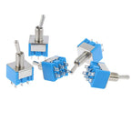 5PCS Miniature Toggle Switch Double Pole Double Throw DPDT (MTS202) ON-ON 120VAC 6A 1/4 Inch Mounting MTS-202