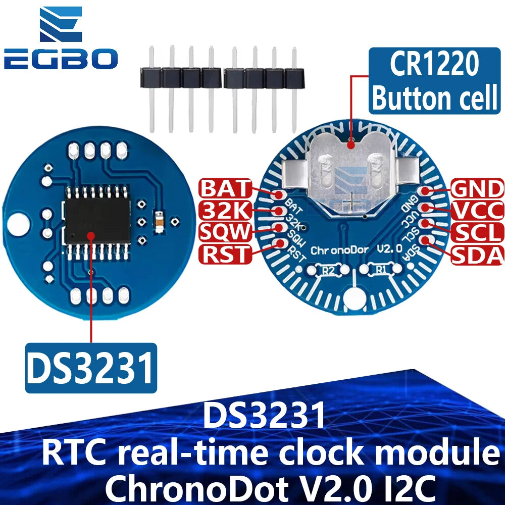 DS3231 ChronoDot V2.0 Precision RTC Module w/ Temp Compensation & I2C - Battery Backup for Arduino/RPi, IoT/DIY