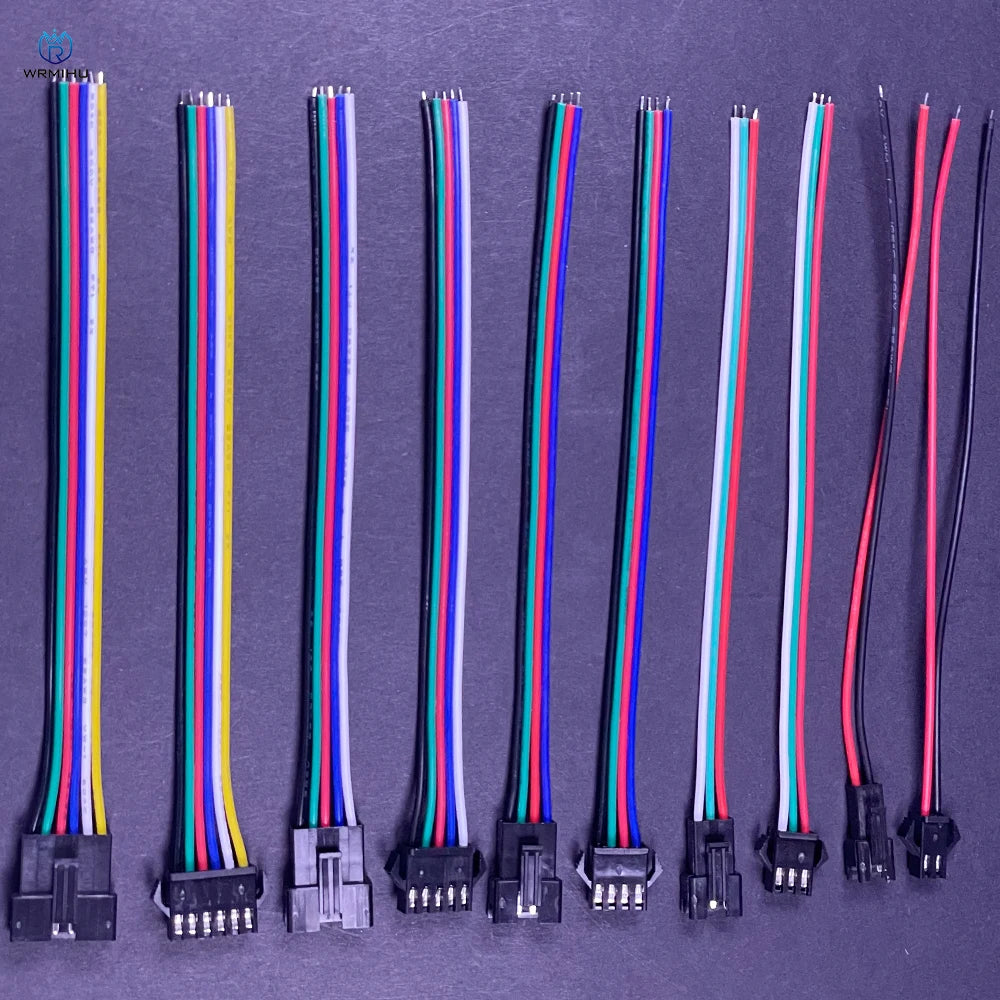 10Pairs JST SM 2P 3P 4P 5P 6Pin Plug Socket Male to Female Wire Connector LED Strips Lamp Driver Connectors Quick Adaptr 22AWG