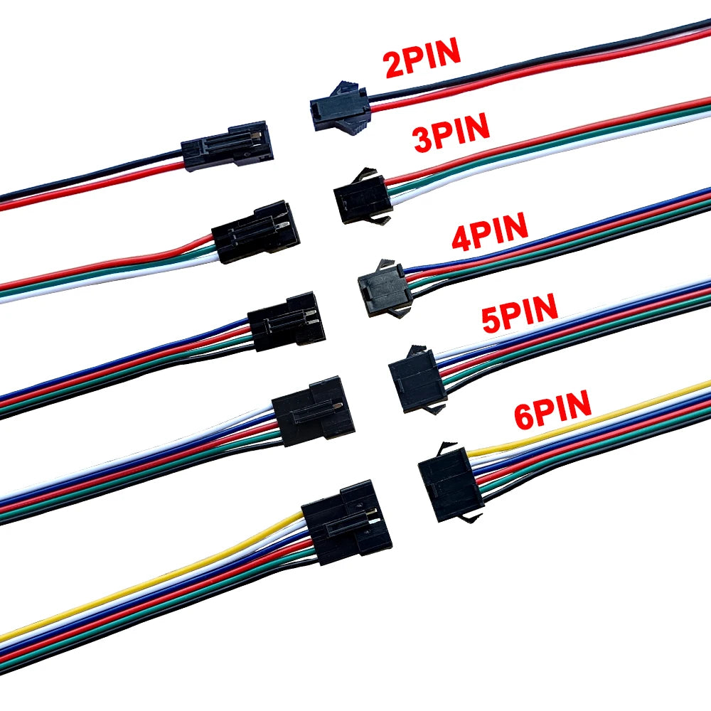 5-50 Pairs Male/Female JST SM Connector 15cm 2Pin 3Pin 4Pin 5Pin 6Pin Wire Cable For WS2812B SK6812 WS2811 RGBW LED Strip Driver