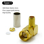 SMA Male Plug SMA Female Jack Connector RP SMA Female Crimp 90 Degree Right Angle RF Coax Coaxial  Adapter Cable Wire Terminal