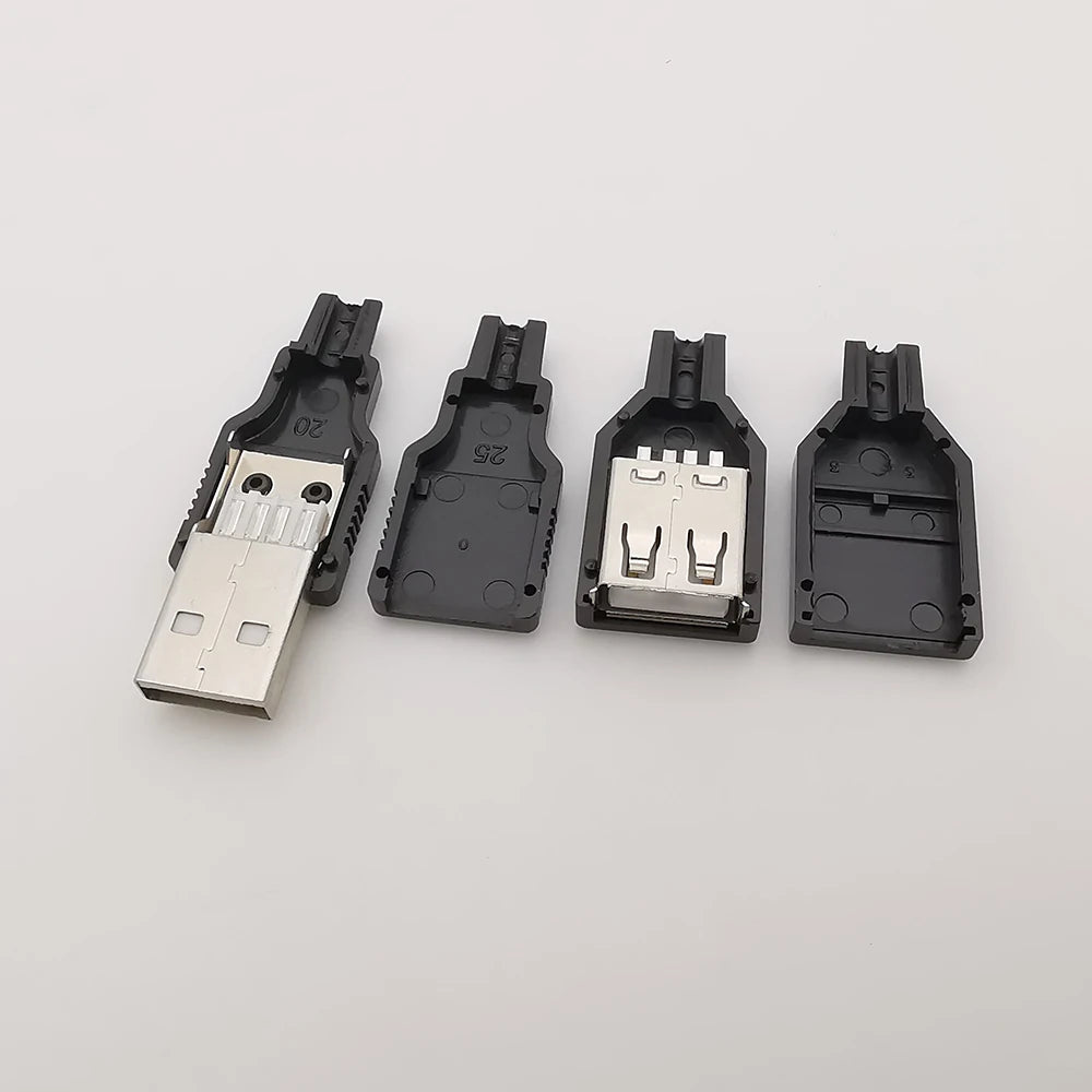 10Pcs USB 2.0 Type A 4 Pin Male Female Assembly Adapter Connector Soldering Type 5V USB-A Plug Socket Charging Data DIY Repair