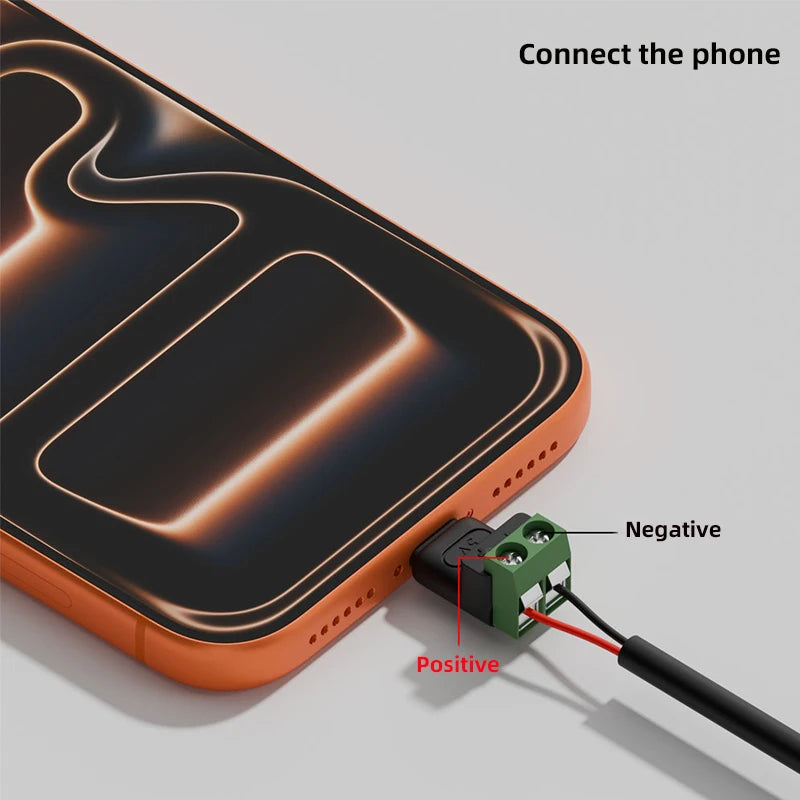 Type C/Micro Female To 2 Pin Terminal Block Solderless Charging Connector 5V USB C Screw Terminal Solderless Plug OTG Adapter