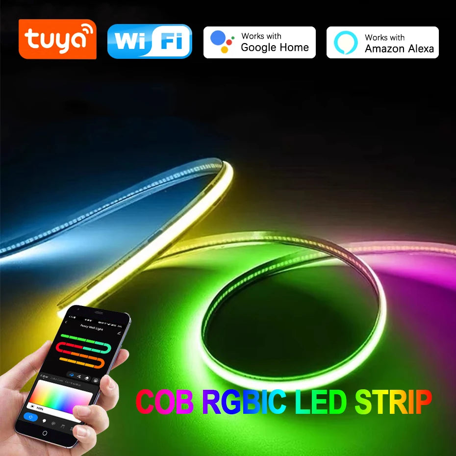 1M 2M 3M 4M 5M COB 24V RGBIC Led Strip 720Leds/M Wifi Bluetooth Infrared Remote Control Flexible Led Tape Lamp Room Decoration