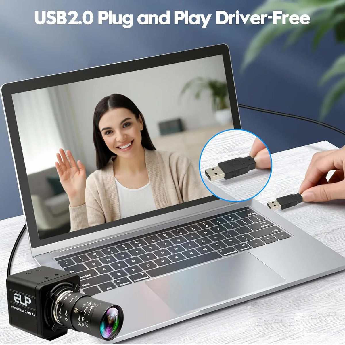 16MP USB Camera IMX298 Industrial Ultra HD Mini Webcam with CS Mount 5-50mm Manual Varifocal Lens Free Driver Plug&Play for PC