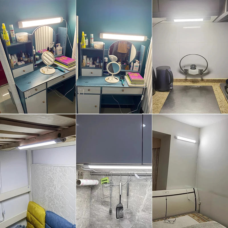 Led Tube Light With Switch Wire 110V 220V 10W 20W Lighting Strip Lamps 30/50cm For  Living Room Bedroom Closet Kitchen Lamp