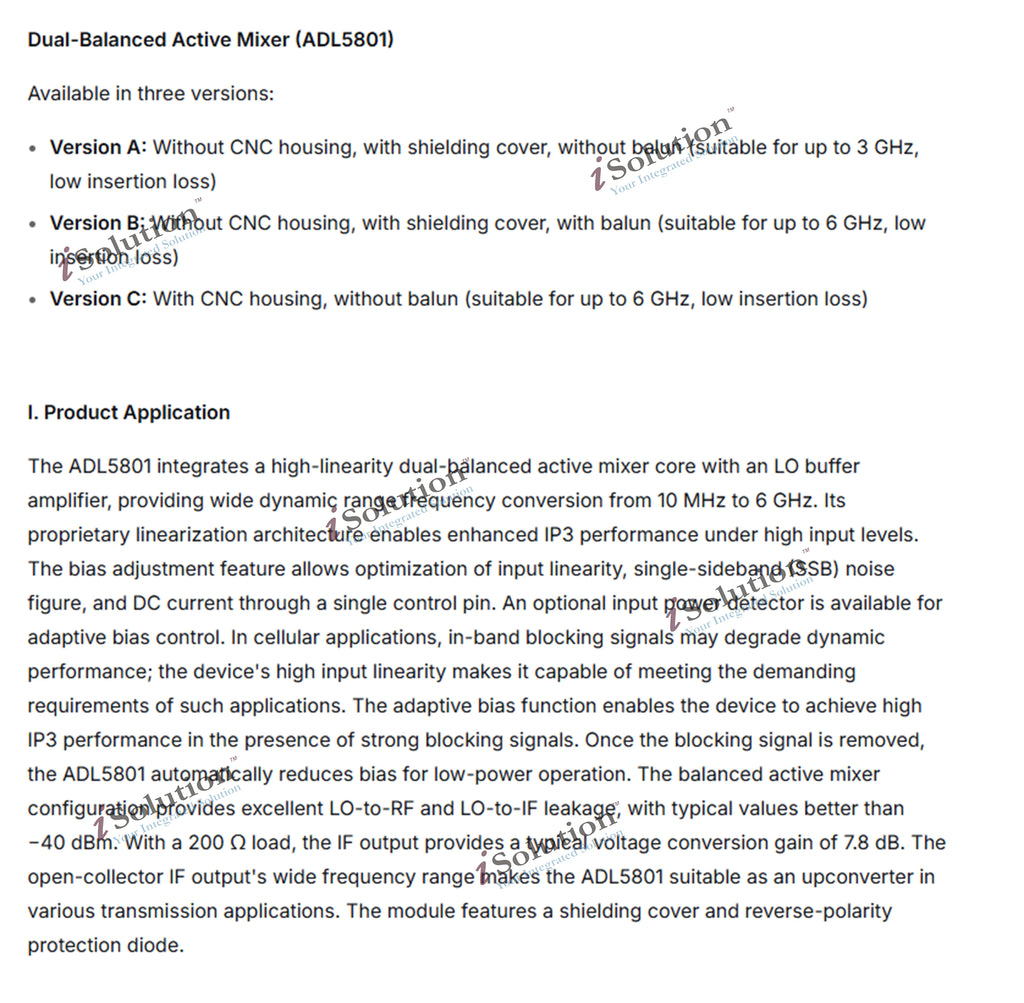 ADL5801 Active Double Balanced Mixer Module RF Frequence