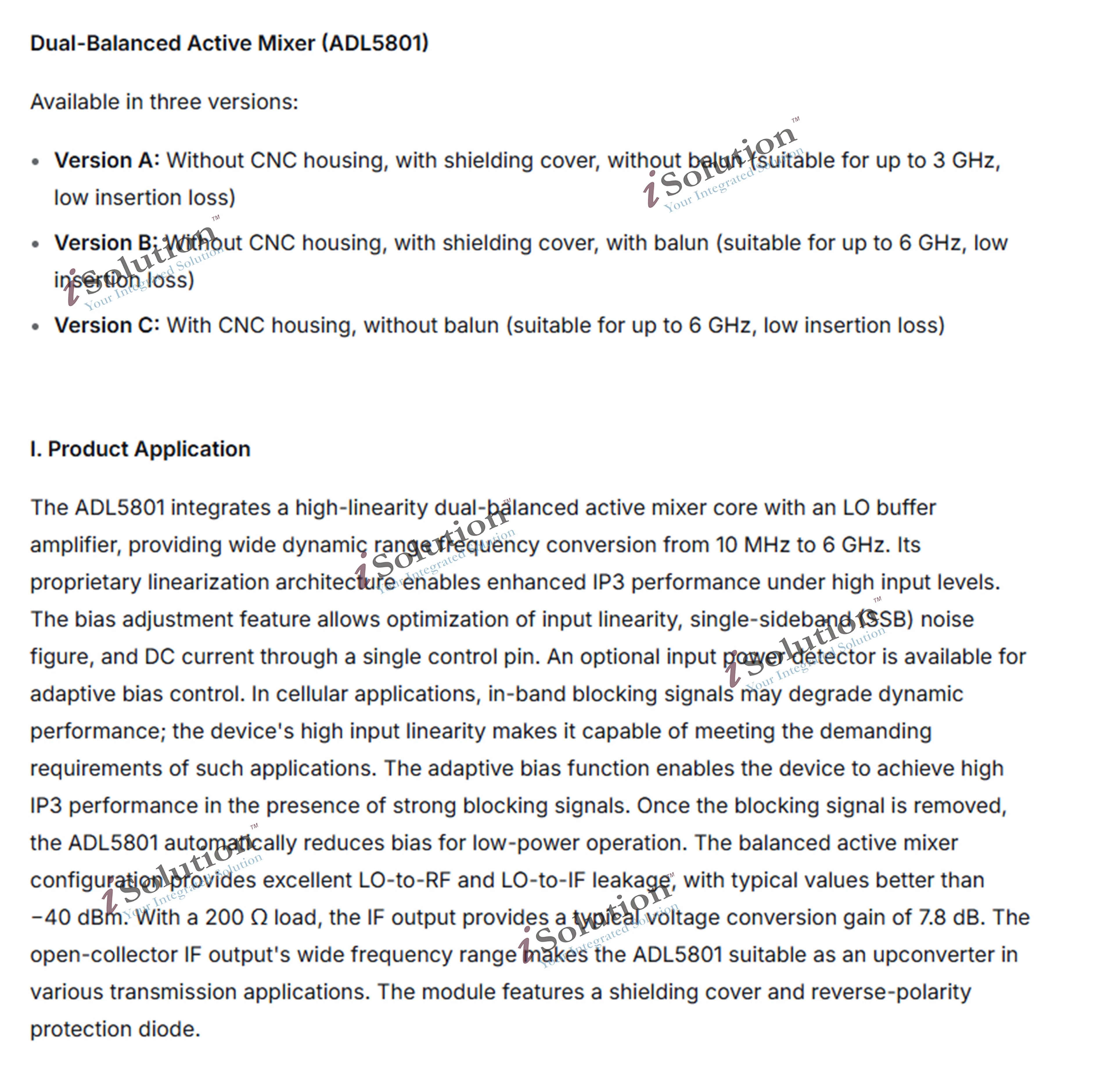 ADL5801 Active Double Balanced Mixer Module RF Frequence
