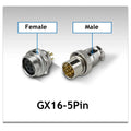 1Pcs Air Plug Copper Gold Plated 5Pins GX16 5 Pin Aviation Connector Male Plug Female Socket Reverse Mounted M16 Jack