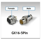 1Pcs Air Plug Copper Gold Plated 5Pins GX16 5 Pin Aviation Connector Male Plug Female Socket Reverse Mounted M16 Jack