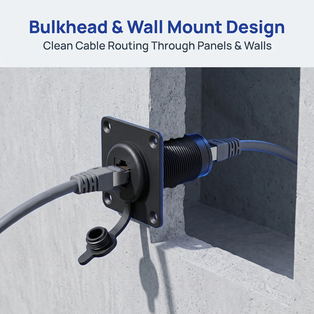 US For Starlink Gen3 Pass Through Wall Socket RJ45 Cat6 Ethernet 8P8C Female to Female IP68 Waterproof Bulkhead Panel Socket