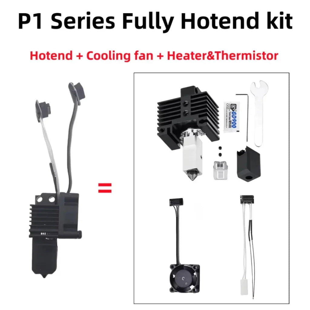 Bamboo Lab X1 P1 Hotend Cooling Fan with Cable for 3D Printer Rapid Accessories Heater Thermistor Compatible with X1C P1S P1P Mo