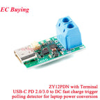 ZY12PDN Type-C USB-C PD2.0 PD3.0 to DC Fast Quick Charger Charging Trigger Polling Decoy Board Module 5V 9V 12V 15V 20V PDC004