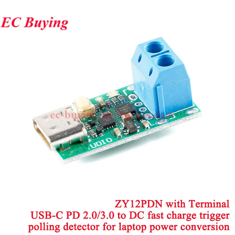 ZY12PDN Type-C USB-C PD2.0 PD3.0 to DC Fast Quick Charger Charging Trigger Polling Decoy Board Module 5V 9V 12V 15V 20V PDC004