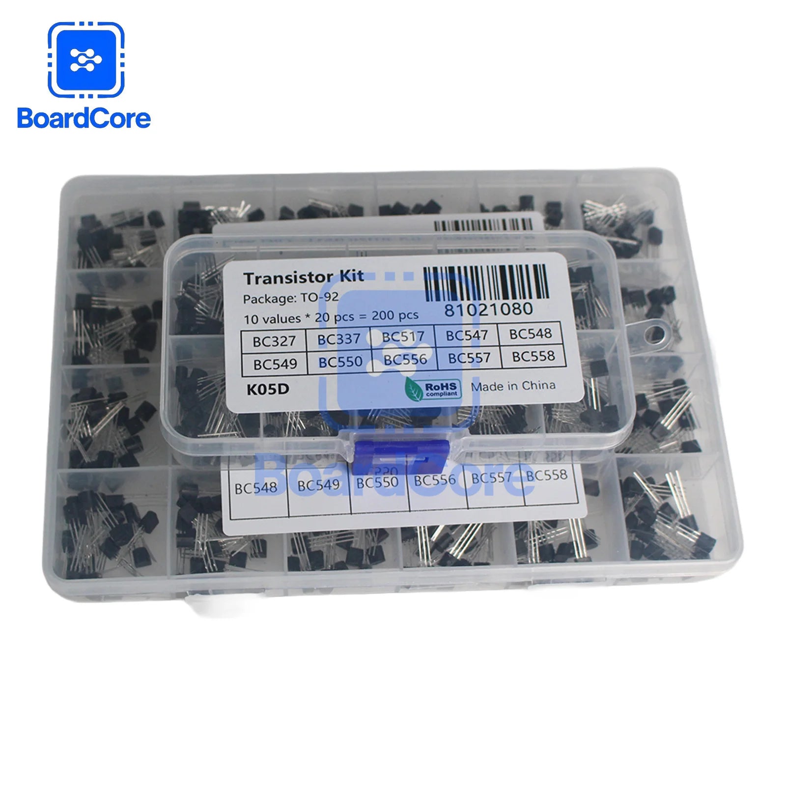 200/480pcs Transistor Kit 2N2222 2N3904 S8050 BC327 BC337 BC547 BC548 BC549 BC557 BC558 A1015 C945 PNP/NPN TO-92 Transistors Set