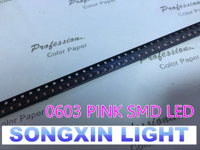 XIASONGXIN LIGHT 100pcs SMD/SMT Super Bright Surface Mount 0603 1608 Light Emitting Diode LED Diode LED 0603 Pink SMD LED