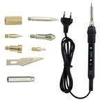 7 in 1 Wood Embossing Burning Carving Pyrography Pen Kit 60W / 80W Adjustable Temperature Soldering Iron Hand Operated Tools Set