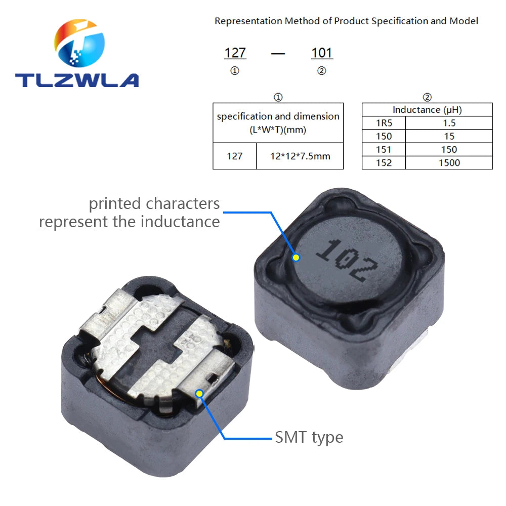 CDRH127 Power Inductor 2.2/3.3/4.7/6.8/10/15/22/33/47/68/100/150/220/330/470UH SMD Inductance CD127 12*12*7mm