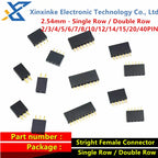 2.54mm 2/3/4/5/6/7/8/10/12/14/15/20/40P Pin Stright Female Single Row Double Row Pin Header Strip PCB Connector Header Socket